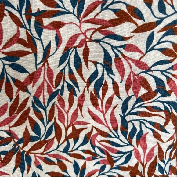 Land’s End Linen Leaf Print Mid Rise Elastic Waist PullOn Wide Leg Pants - Picture 3 of 10